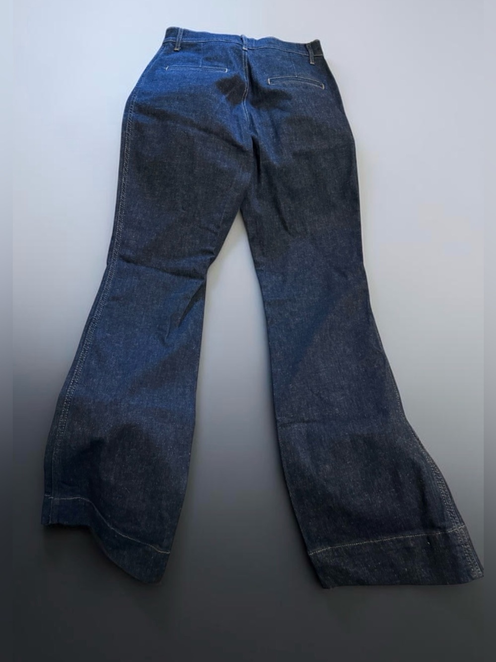 Pilcro Dark Indigo Flared Wide-Leg Jeans - Picture 4 of 5
